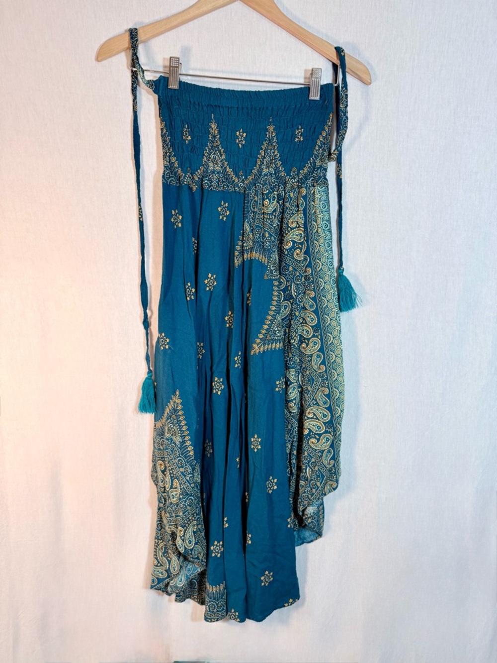 S/M Bohemian Teal Paisley Maxi Skirt or dress